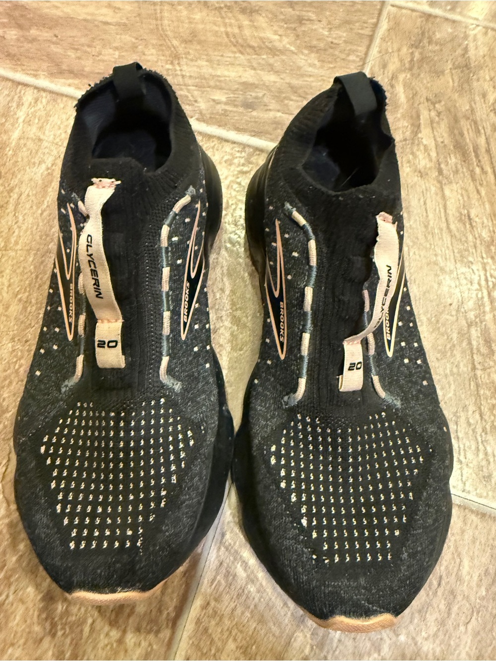 Brooks Women’s Black & Light Pink Knit Slip-On Sneakers